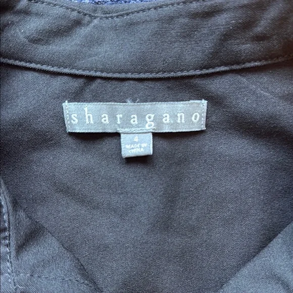 Like New Sharagano Women’s Front Zip Black Shirt Dress 3/4 sleeves size 4 - Picture 5 of 12